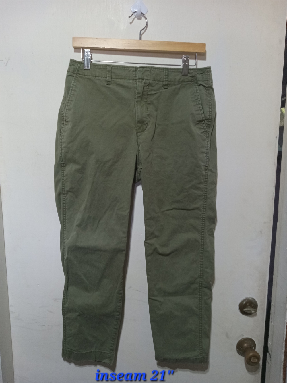 Gap Womens Girlfriend Chino Pants Olive Green Cropped Ankle Stretch Size 6